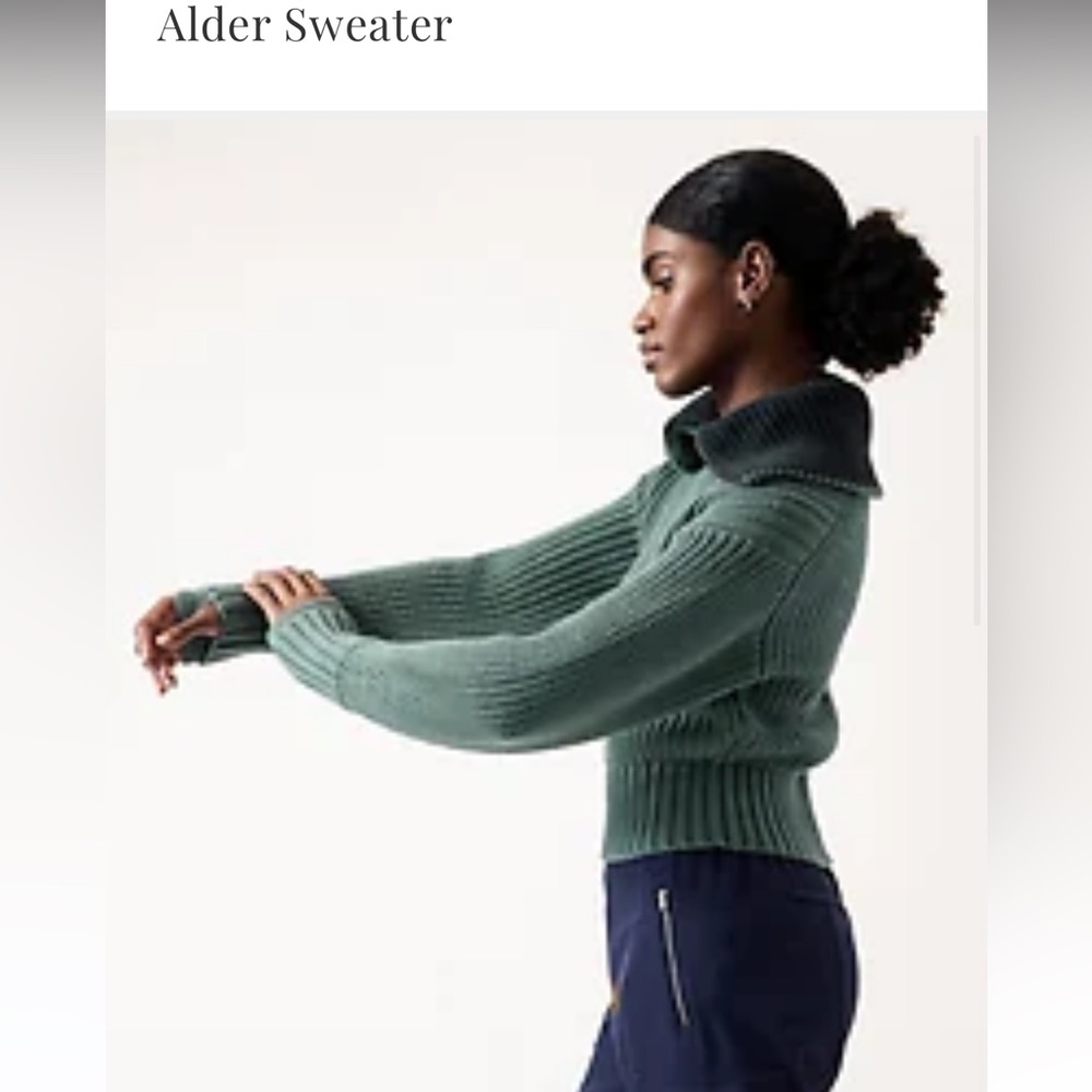 Athleta Alder Sweater, quarter zip, deep ocean teal XXS new with tags - Picture 2 of 7